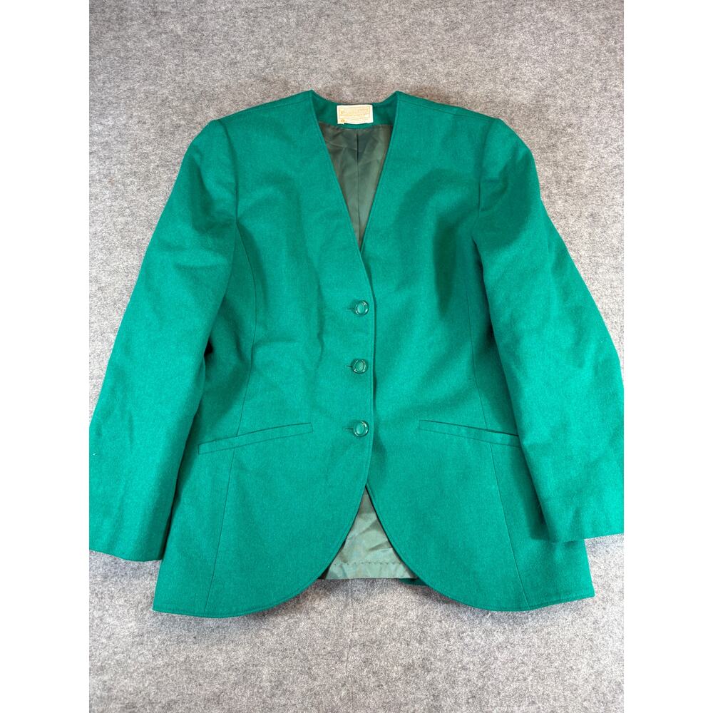 Vintage 70s Pendleton Sport Coat Blazer Jacket Womens M Green V Neck Classic